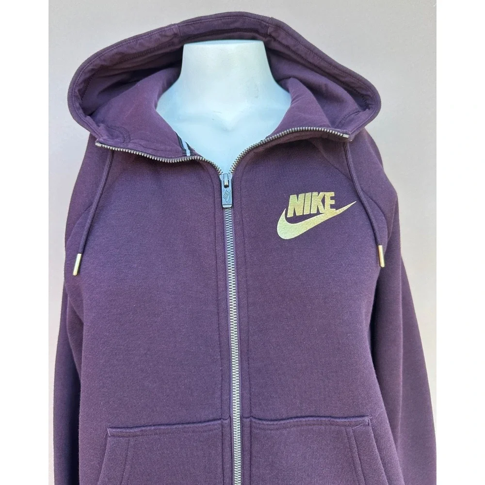 Nike Hoodie Womens M Fleece Rally Funnel Neck Hoodie Sweatshirt Purple Pockets‎
